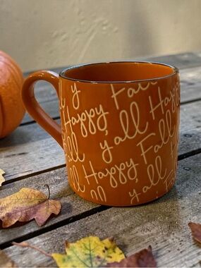 🫶🏻 Large Happy Fall Y'all Ceramic Coffee Mug - Orange